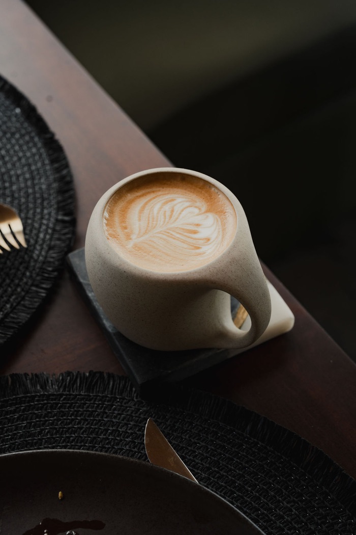 Latte art in handmade ceramic